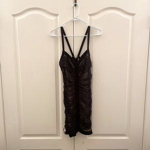 BCBG Nude with Mesh Overlay Ruched Dress (S)